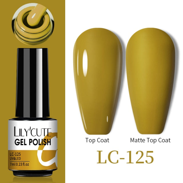 LILYCUTE No Wipe Top Base Gel Esmalte Semi Permanente Bright Color Gel UV Gel Nail Art For Manicure Gel Nail Polish Varnishes
