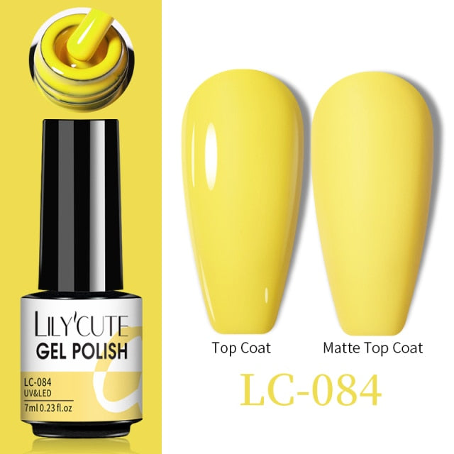LILYCUTE No Wipe Top Base Gel Esmalte Semi Permanente Bright Color Gel UV Gel Nail Art For Manicure Gel Nail Polish Varnishes