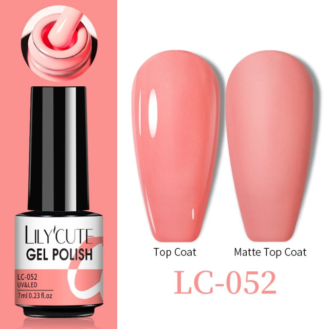 LILYCUTE No Wipe Top Base Gel Esmalte Semi Permanente Bright Color Gel UV Gel Nail Art For Manicure Gel Nail Polish Varnishes