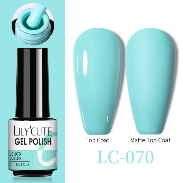 LILYCUTE No Wipe Top Base Gel Esmalte Semi Permanente Bright Color Gel UV Gel Nail Art For Manicure Gel Nail Polish Varnishes