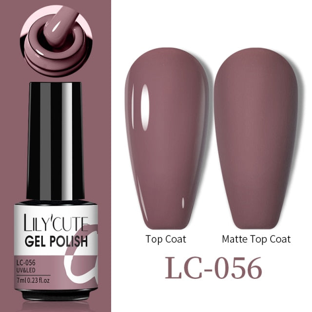 LILYCUTE No Wipe Top Base Gel Esmalte Semi Permanente Bright Color Gel UV Gel Nail Art For Manicure Gel Nail Polish Varnishes