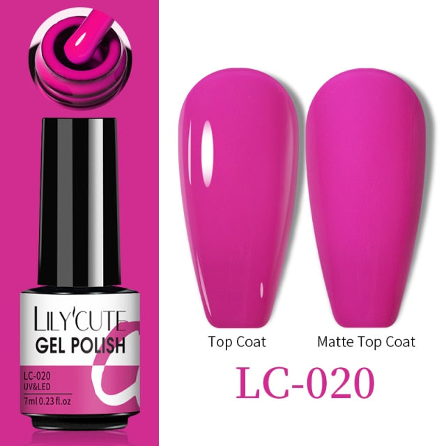 LILYCUTE No Wipe Top Base Gel Esmalte Semi Permanente Bright Color Gel UV Gel Nail Art For Manicure Gel Nail Polish Varnishes