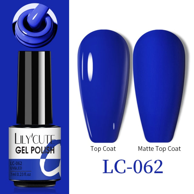 LILYCUTE No Wipe Top Base Gel Esmalte Semi Permanente Bright Color Gel UV Gel Nail Art For Manicure Gel Nail Polish Varnishes