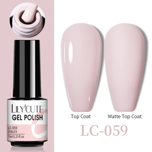 LILYCUTE No Wipe Top Base Gel Esmalte Semi Permanente Bright Color Gel UV Gel Nail Art For Manicure Gel Nail Polish Varnishes