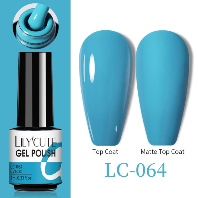 LILYCUTE No Wipe Top Base Gel Esmalte Semi Permanente Bright Color Gel UV Gel Nail Art For Manicure Gel Nail Polish Varnishes