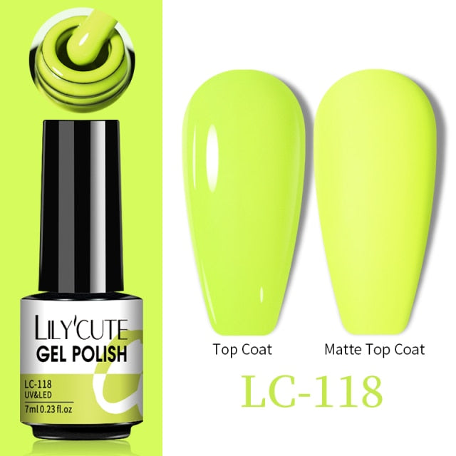 LILYCUTE No Wipe Top Base Gel Esmalte Semi Permanente Bright Color Gel UV Gel Nail Art For Manicure Gel Nail Polish Varnishes