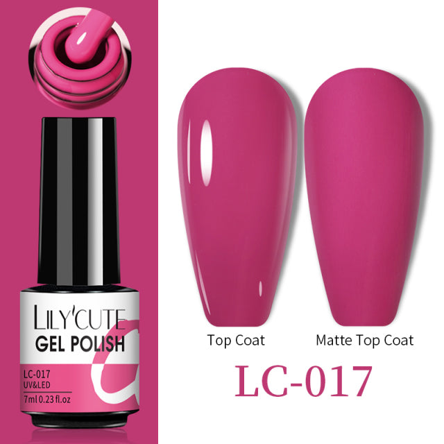 LILYCUTE No Wipe Top Base Gel Esmalte Semi Permanente Bright Color Gel UV Gel Nail Art For Manicure Gel Nail Polish Varnishes