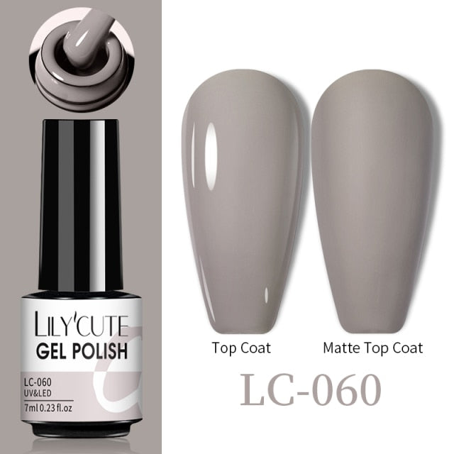 LILYCUTE No Wipe Top Base Gel Esmalte Semi Permanente Bright Color Gel UV Gel Nail Art For Manicure Gel Nail Polish Varnishes