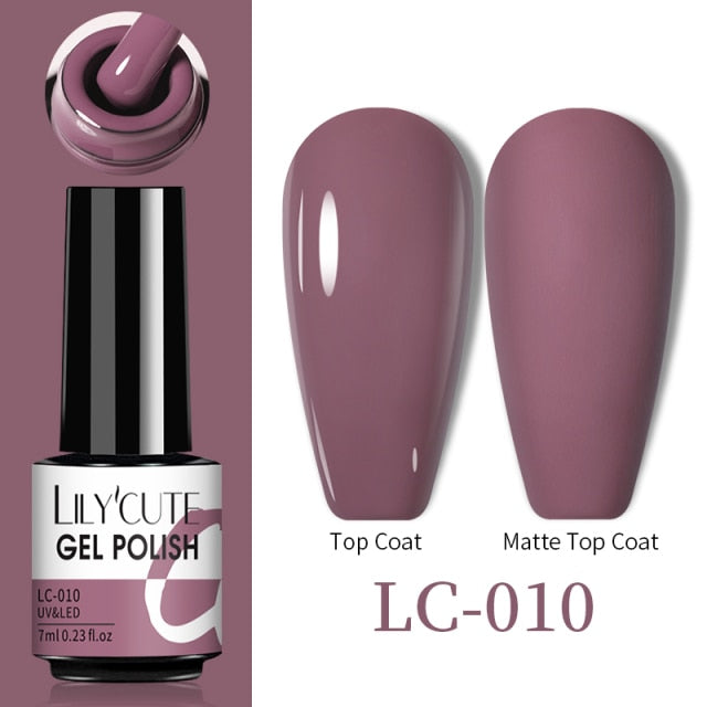 LILYCUTE No Wipe Top Base Gel Esmalte Semi Permanente Bright Color Gel UV Gel Nail Art For Manicure Gel Nail Polish Varnishes