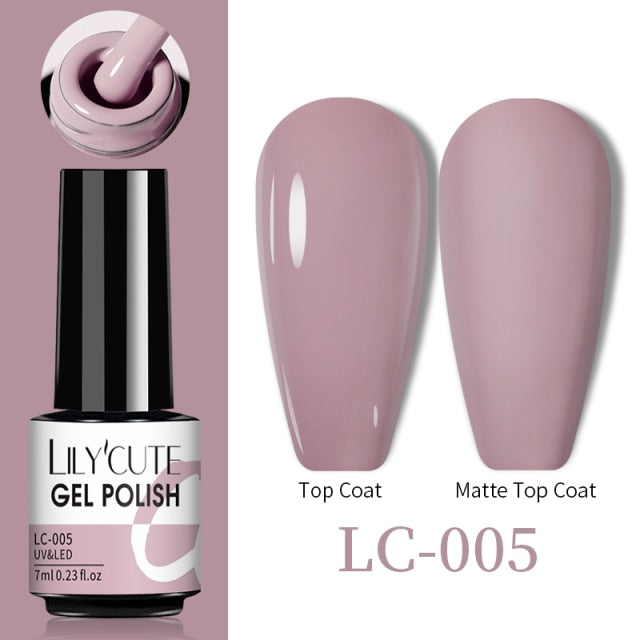 LILYCUTE No Wipe Top Base Gel Esmalte Semi Permanente Bright Color Gel UV Gel Nail Art For Manicure Gel Nail Polish Varnishes