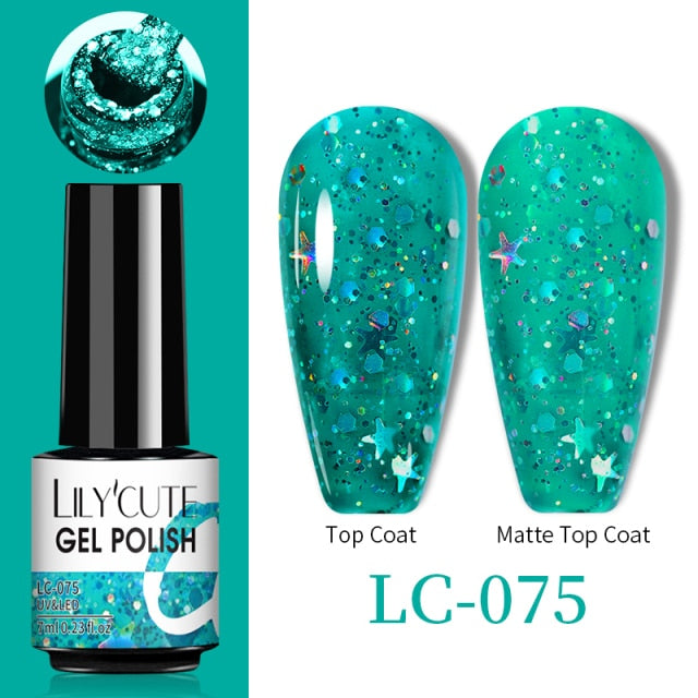 LILYCUTE No Wipe Top Base Gel Esmalte Semi Permanente Bright Color Gel UV Gel Nail Art For Manicure Gel Nail Polish Varnishes