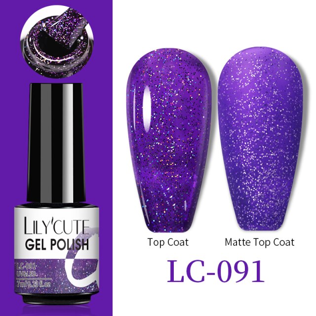 LILYCUTE No Wipe Top Base Gel Esmalte Semi Permanente Bright Color Gel UV Gel Nail Art For Manicure Gel Nail Polish Varnishes