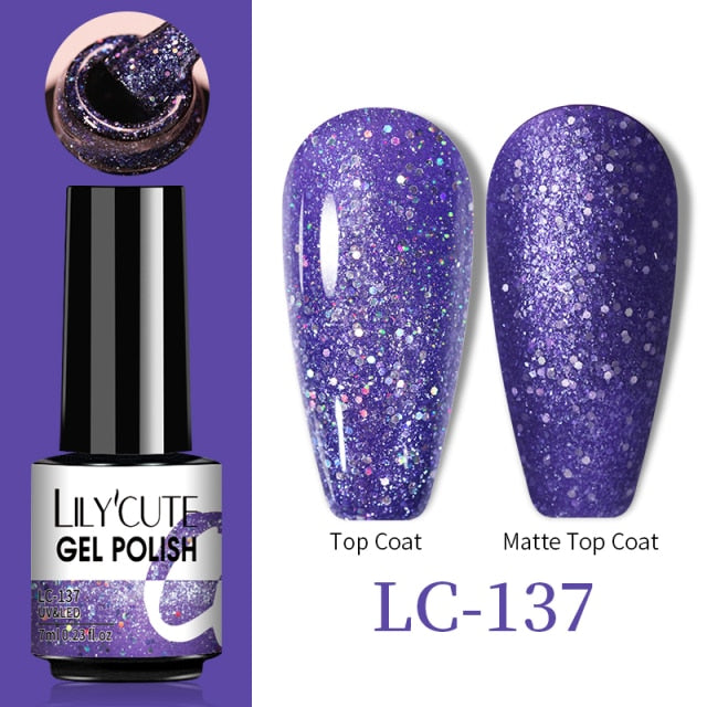 LILYCUTE No Wipe Top Base Gel Esmalte Semi Permanente Bright Color Gel UV Gel Nail Art For Manicure Gel Nail Polish Varnishes