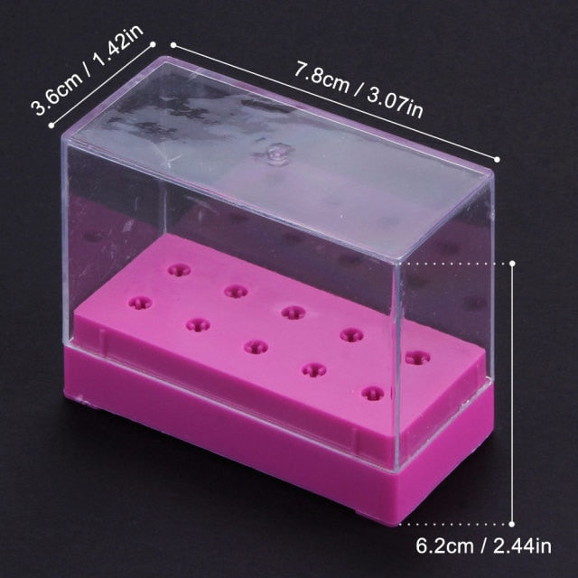 10/14/20/48 Holes Nail Drill Bits Holder Empty Storage Box Manicure Milling Container Cuticle Accessories Acrylic Cover Tools