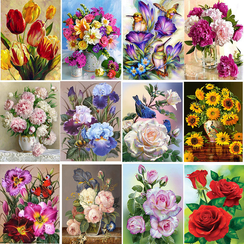 5D DIY Diamond Painting Flower Cross Stitch Kit Mosaic Diamond Embroidery Rose Full Square Drill Home Decoration