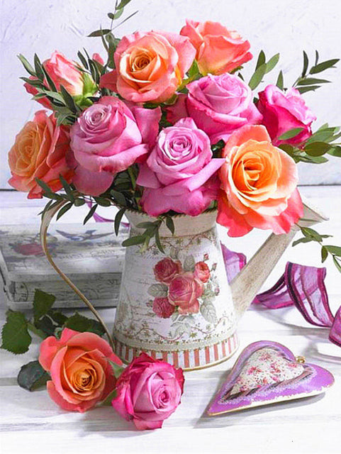 5D DIY Diamond Painting Flower Cross Stitch Kit Mosaic Diamond Embroidery Rose Full Square Drill Home Decoration