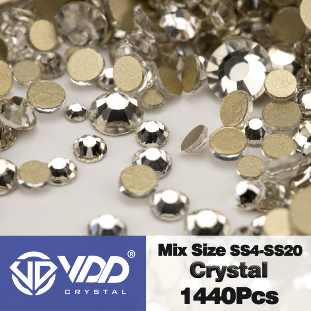 VDD SS4-SS20 Mix Size Clear Crystal Non HotFix Gold FlatBack Rhinestones Decorations DIY Glitter Stones 3D Nail Art Accessories