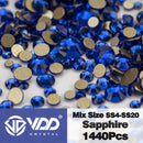 VDD SS4-SS20 Mix Size Clear Crystal Non HotFix Gold FlatBack Rhinestones Decorations DIY Glitter Stones 3D Nail Art Accessories