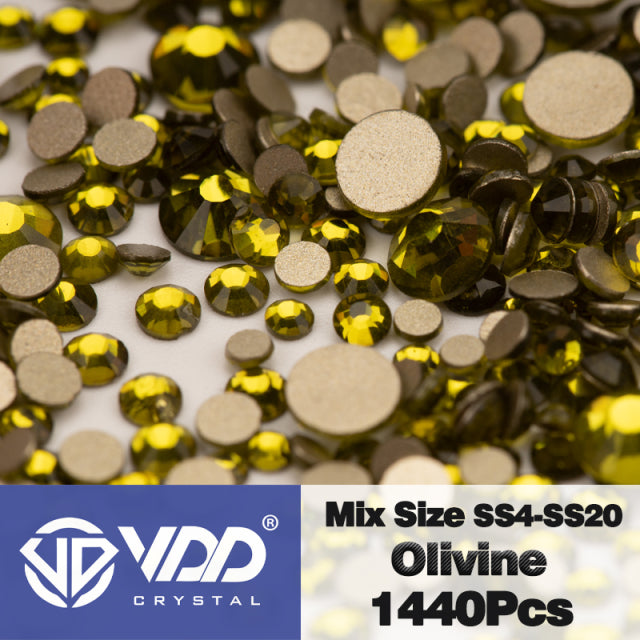 VDD SS4-SS20 Mix Size Clear Crystal Non HotFix Gold FlatBack Rhinestones Decorations DIY Glitter Stones 3D Nail Art Accessories