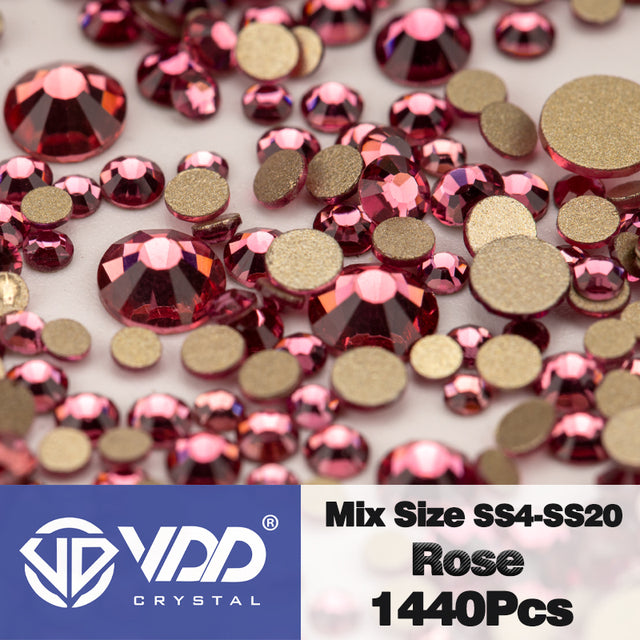 VDD SS4-SS20 Mix Size Clear Crystal Non HotFix Gold FlatBack Rhinestones Decorations DIY Glitter Stones 3D Nail Art Accessories