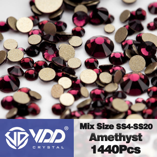 VDD SS4-SS20 Mix Size Clear Crystal Non HotFix Gold FlatBack Rhinestones Decorations DIY Glitter Stones 3D Nail Art Accessories