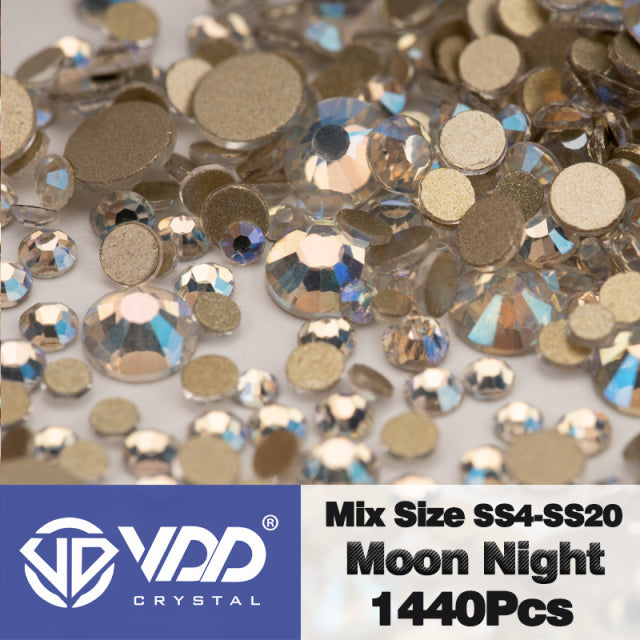 VDD SS4-SS20 Mix Size Clear Crystal Non HotFix Gold FlatBack Rhinestones Decorations DIY Glitter Stones 3D Nail Art Accessories