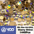 VDD SS4-SS20 Mix Size Clear Crystal Non HotFix Gold FlatBack Rhinestones Decorations DIY Glitter Stones 3D Nail Art Accessories