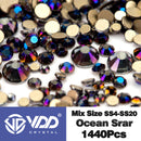 VDD SS4-SS20 Mix Size Clear Crystal Non HotFix Gold FlatBack Rhinestones Decorations DIY Glitter Stones 3D Nail Art Accessories