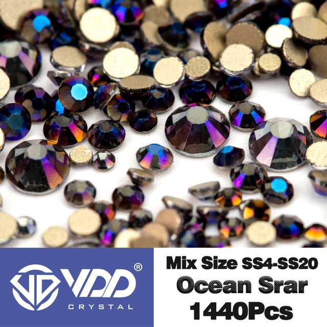 VDD SS4-SS20 Mix Size Clear Crystal Non HotFix Gold FlatBack Rhinestones Decorations DIY Glitter Stones 3D Nail Art Accessories
