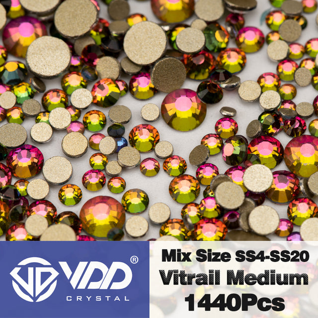 VDD SS4-SS20 Mix Size Clear Crystal Non HotFix Gold FlatBack Rhinestones Decorations DIY Glitter Stones 3D Nail Art Accessories