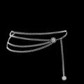 Women Fashion Belt Hip High Waist Gold Silver Narrow Metal Chain Chunky Fringes Crystal Diamond Waist Chain