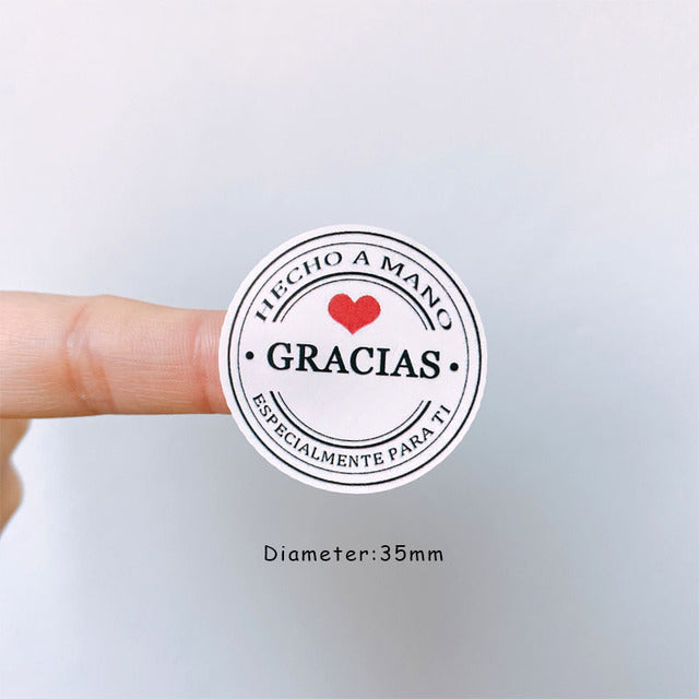 100PCS/lot Kraft Gracias Spanish Thank You labels Stickers Handmade Package Envelope Seal Label Scrapbooking Stationery Sticker