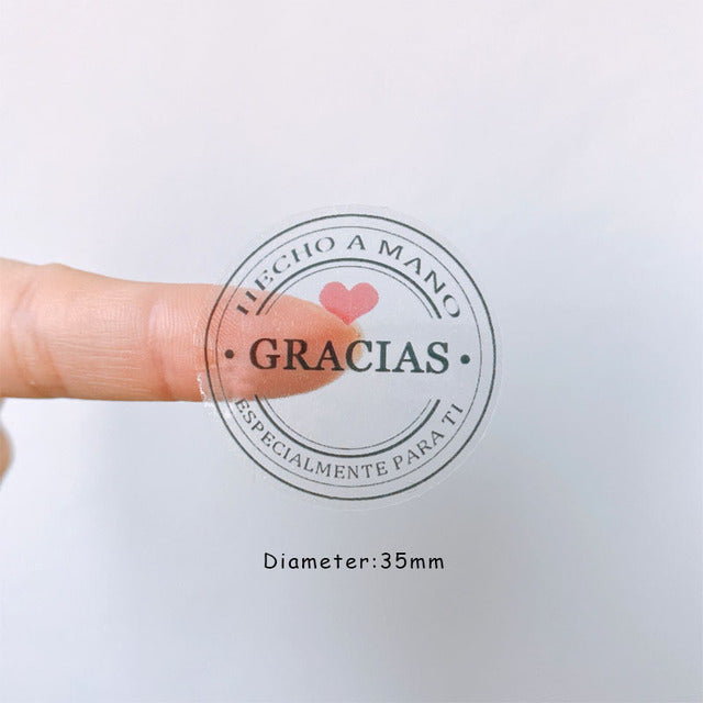 100PCS/lot Kraft Gracias Spanish Thank You labels Stickers Handmade Package Envelope Seal Label Scrapbooking Stationery Sticker
