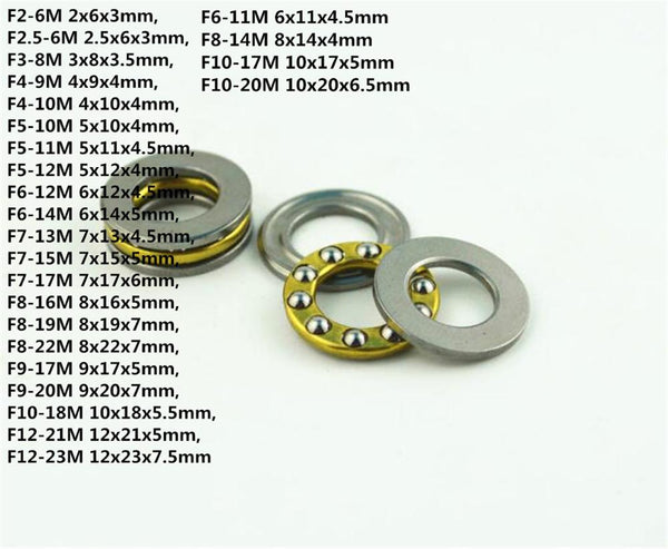 1PC F2-6M F3-8M F5-10M F6-12M F8-16M F10-18M F12-21M F12-23M Mini 3-in-1 Plane Axial Ball Bearing Thrust Bearing
