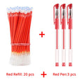 3+20Pcs/Set Gel Pens Refill Set Black Blue Red ink ballpoint pen Bullet tip 0.5mm journal writing school supplies Stationery