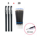 3+20Pcs/Set Gel Pens Refill Set Black Blue Red ink ballpoint pen Bullet tip 0.5mm journal writing school supplies Stationery