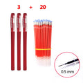 3+20Pcs/Set Gel Pens Refill Set Black Blue Red ink ballpoint pen Bullet tip 0.5mm journal writing school supplies Stationery