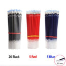 3+20Pcs/Set Gel Pens Refill Set Black Blue Red ink ballpoint pen Bullet tip 0.5mm journal writing school supplies Stationery
