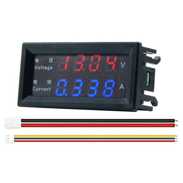 4 Digits High Precision DC 100V 200V 10A Voltmeter Ammeter Dual LED Digital Display Amp Volt Merter Panel Gauge