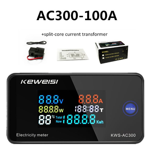 KWS-AC300 Voltmeter Ammeter KWS Power Energy Meter AC 50-300V LED AC Wattmeter Electricity meter with Reset Function 0-100A