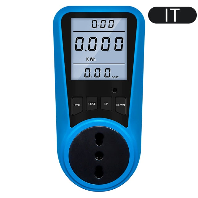 EU Plug Socket Digital Current Meter Voltmeter AC Power Meter Time Watt Power Energy Tester Wattmeter US UK AU FR BR IT Plug