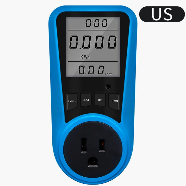 EU Plug Socket Digital Current Meter Voltmeter AC Power Meter Time Watt Power Energy Tester Wattmeter US UK AU FR BR IT Plug