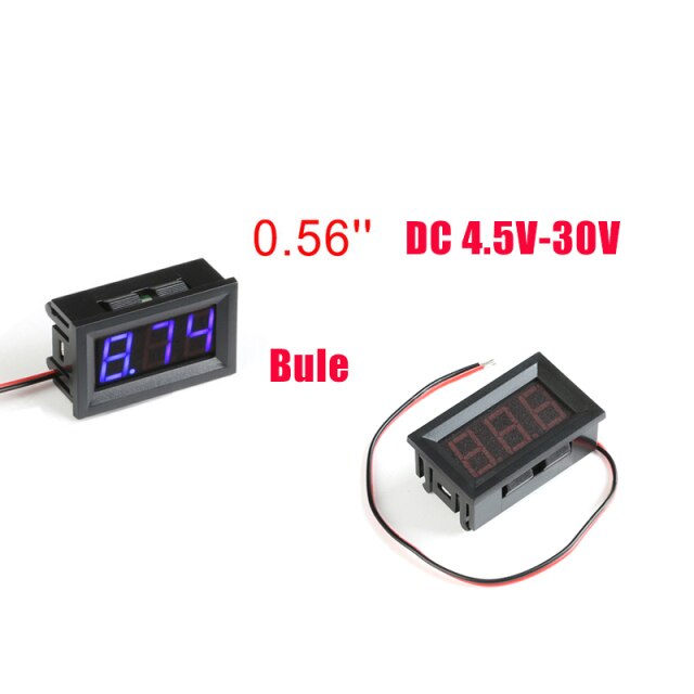 Mini Digital Voltmeter Tester DC 4.5V to 30V Digital Voltmeter Voltage Panel Meter Red/Blue/Green Electromobile Motorcycle Car