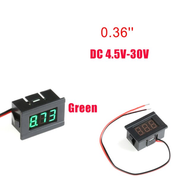 Mini Digital Voltmeter Tester DC 4.5V to 30V Digital Voltmeter Voltage Panel Meter Red/Blue/Green Electromobile Motorcycle Car