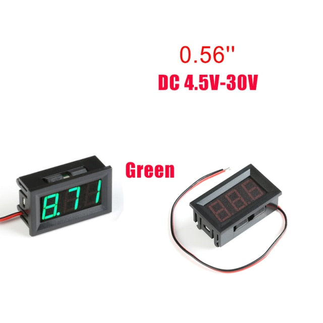 Mini Digital Voltmeter Tester DC 4.5V to 30V Digital Voltmeter Voltage Panel Meter Red/Blue/Green Electromobile Motorcycle Car
