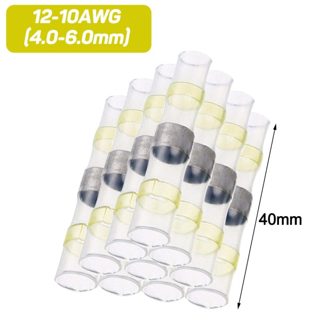 Solder Seal Wire Connectors Heat Shrink Butt Tube Electrical Crimp Connectors Waterproof Insulated Cable Splice Terminal Kit
