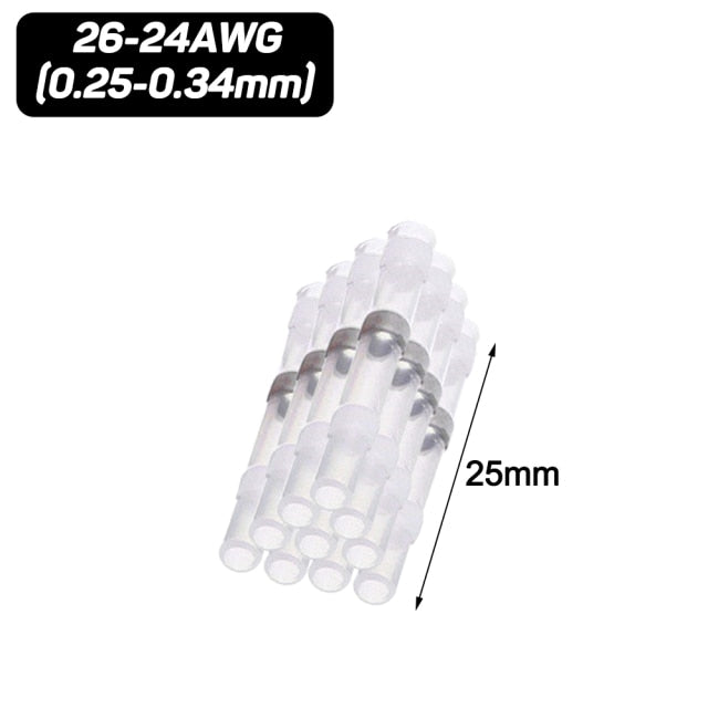 Solder Seal Wire Connectors Heat Shrink Butt Tube Electrical Crimp Connectors Waterproof Insulated Cable Splice Terminal Kit
