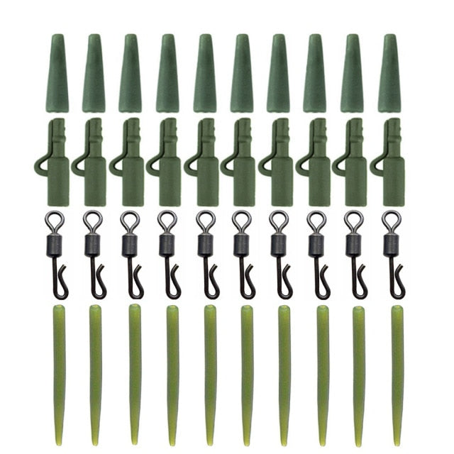 40 pcs Carp Fishing Accessories Lead Clip Quick Change Swivel Tail Rubber Anti Tangle Sleeves for Carp Rig Coarse Fishing Tackle