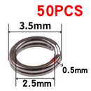 50pcs/lot Stainless Steel Split Ring Diameter from 4mm to 12mm Heavy Duty Fishing Double Ring Connector Fishing Accessories