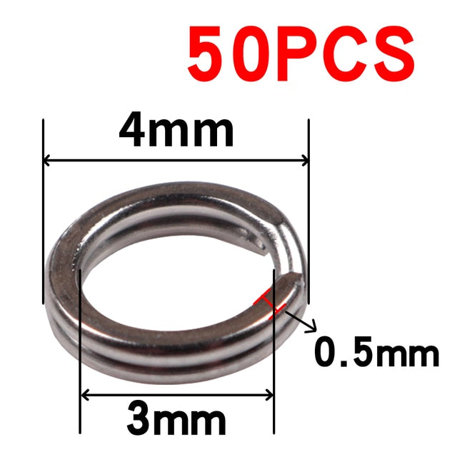 50pcs/lot Stainless Steel Split Ring Diameter from 4mm to 12mm Heavy Duty Fishing Double Ring Connector Fishing Accessories